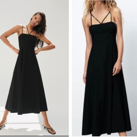 Zara Elegant Black Strapless Dress - Picture 1 of 8
